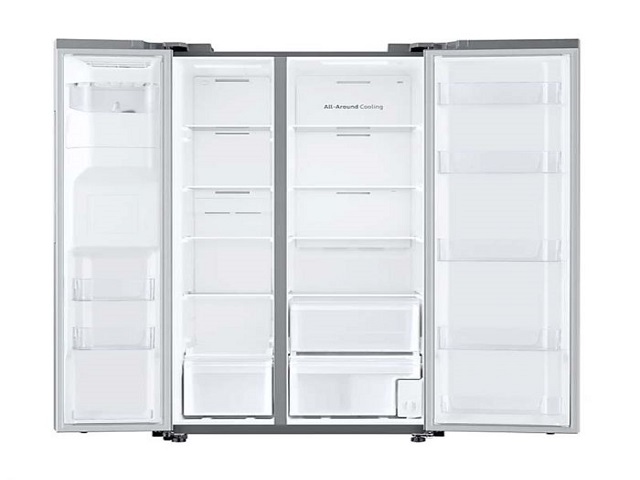 Samsung  - Refrigerator   -   RS22T5200S9AP - side by side  - 22 pies  - silver - Iluminación LED - Filtro de agua interno - Estantes Vidrio Templado - SpaceMax 