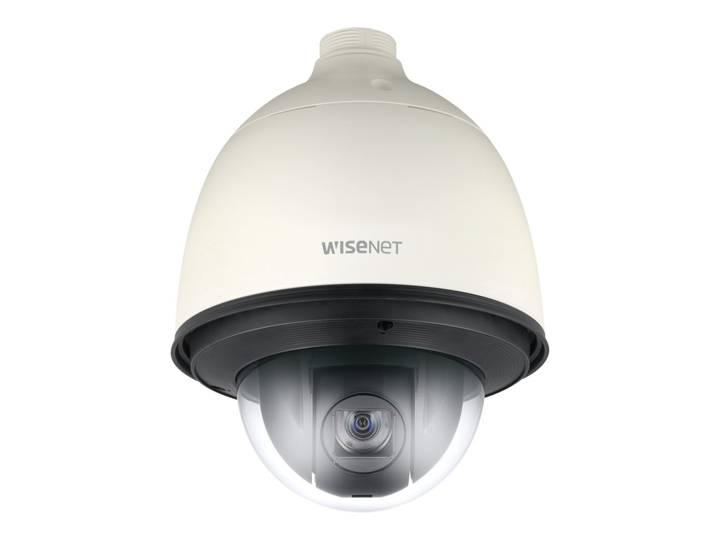 Hanwha Techwin WiseNet Q QNP-6230H - Cámara de vigilancia de red - PTZ - para exteriores - a prueba de vándalos - color (Día y noche) - 2.550.000 píxeles - 1920 x 1080 - 1080p - iris automático - motorizado - audio - compuesto - LAN 10/100 - MPEG-4, MJPEG, H.264, AVC, H.265 - AC 24 V / PoE Plus Class 4