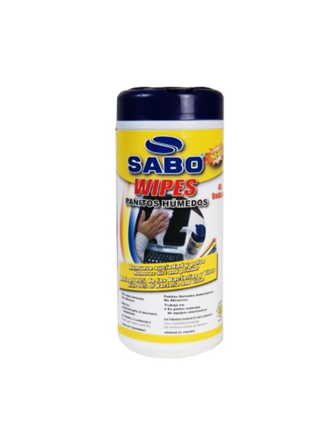 Sabo - Cleaning wipes - 53-0500 -  Producto para utilizarse por sí solo - Elimina el 99% de las bacterias generadas por el uso diario de los artículos electrónicos - Puede usarse sobre cualquier pantalla, una vez que el WIPE se seque repita la operación y deseche 