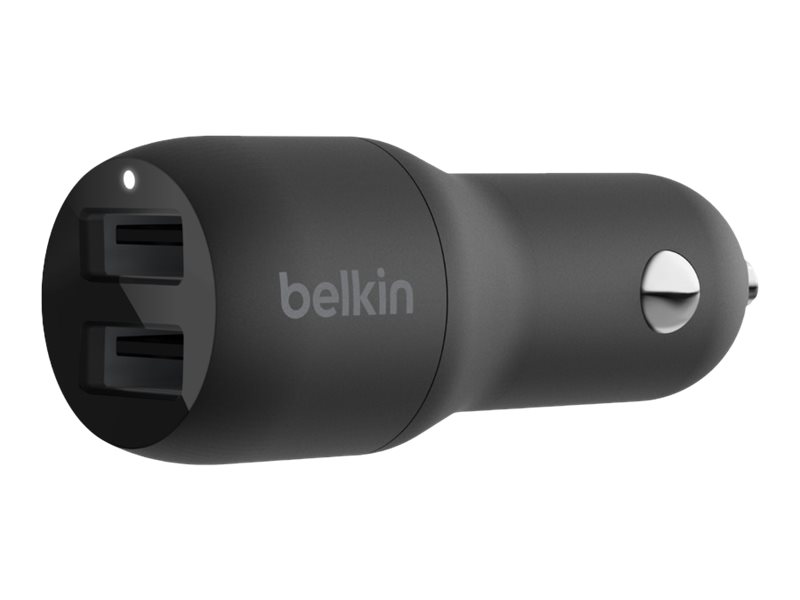 Belkin Dual Charger - Adaptador de corriente para el coche - 24 vatios - 4.8 A - 2 conectores de salida (USB) - negro