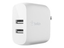 Belkin - Adaptador de corriente - 24 vatios - 4.8 A - 2 conectores de salida (USB) - blanco