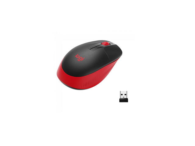 Logitech M190 - Ratón - óptico - 3 botones - inalámbrico - receptor inalámbrico USB - rojo