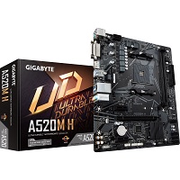 Gigabyte A520M H - 1.0 - placa base - micro ATX - Socket AM4 - AMD A520 - USB 3.2 Gen 1 - Gigabit LAN - Tarjeta gráfica (CPU necesaria) - HD Audio (8-canales)