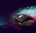 ASUS ROG Strix Impact II Electro Punk - Ratón - ergonómico - diestro y zurdo - óptico - 5 botones - cableado - USB - negro, rosa