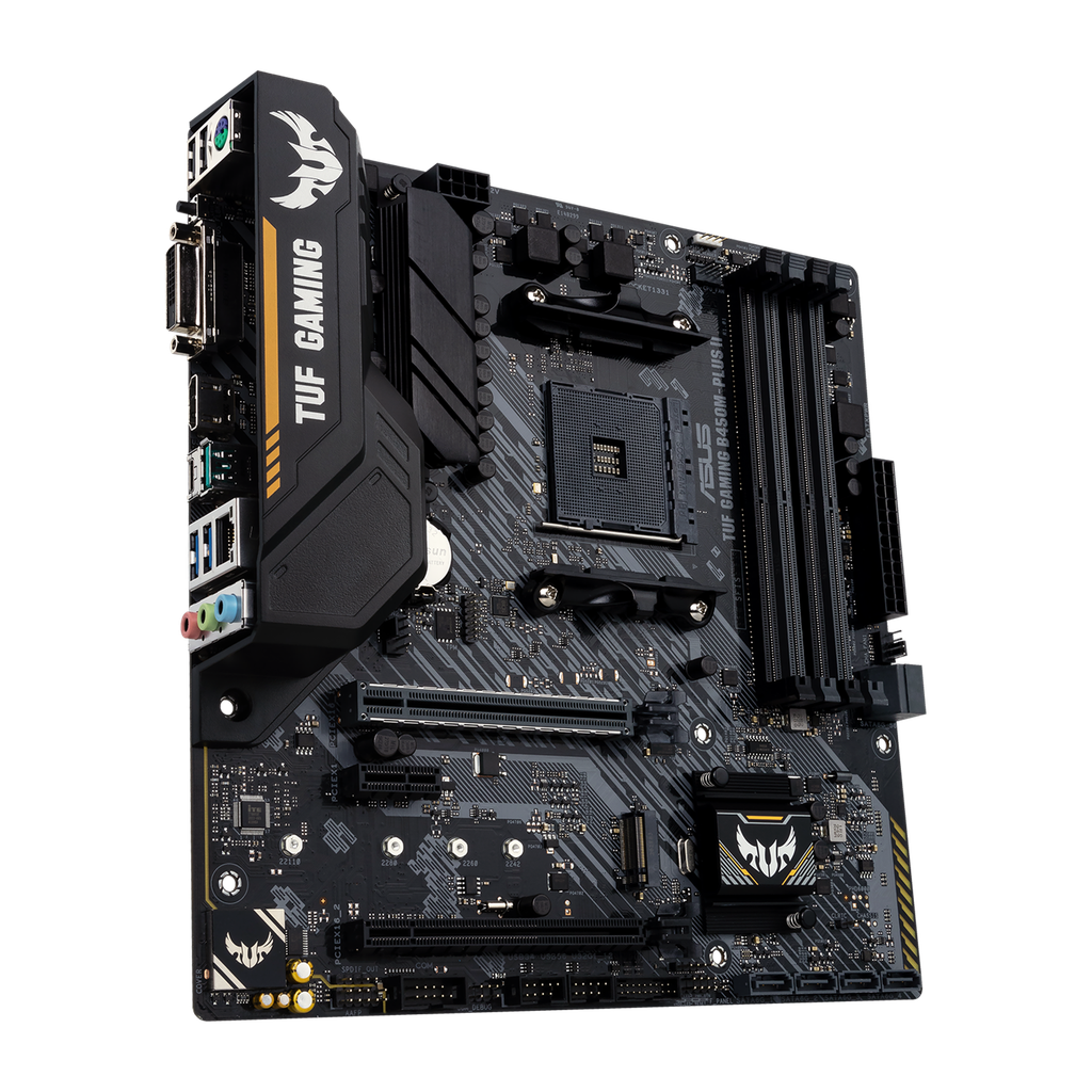 ASUS TUF GAMING B450M-PLUS II - Placa base - micro ATX - Socket AM4 - AMD B450 - USB-C Gen1, USB 3.2 Gen 1, USB 3.2 Gen 2 - Gigabit LAN - Tarjeta gráfica (CPU necesaria) - HD Audio (8-canales)