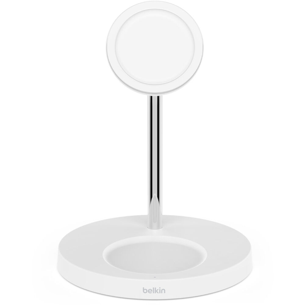 Belkin BOOST CHARGE PRO MagSafe 2-in-1 - Base de carga inalámbrica + adaptador de corriente CA - 15 vatios - Fast Charge - blanco - para Apple AirPods (2nd Generation); AirPods Pro; iPhone 12, 12 mini, 12 Pro, 12 Pro Max