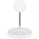 Belkin BOOST CHARGE PRO MagSafe 2-in-1 - Base de carga inalámbrica + adaptador de corriente CA - 15 vatios - Fast Charge - blanco - para Apple AirPods (2nd Generation); AirPods Pro; iPhone 12, 12 mini, 12 Pro, 12 Pro Max