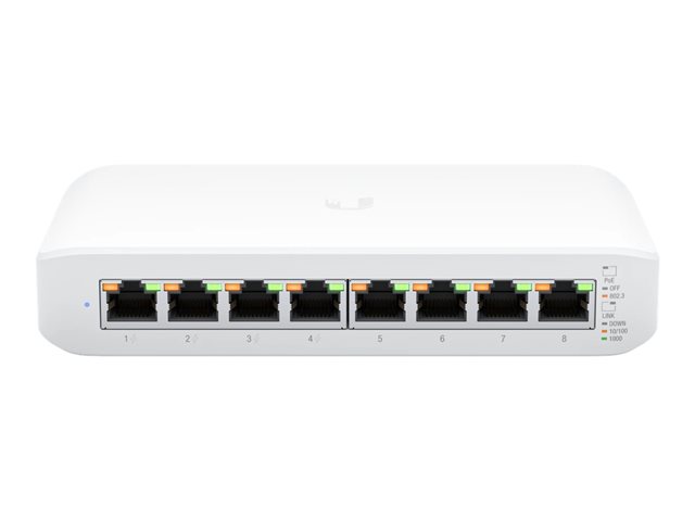 Ubiquiti UniFi Switch Lite USW-Lite-8-POE - Conmutador - Gestionado - 8 x 10/100/1000 (4 PoE+) - sobremesa, montaje en pared - PoE+ (52 W)