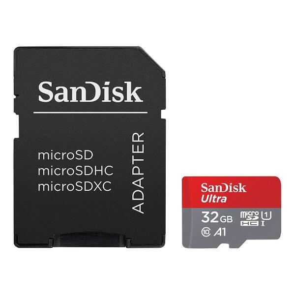 SanDisk Ultra - Tarjeta de memoria flash (adaptador microSDHC a SD Incluido) - 32 GB - A1 / UHS-I U1 / Class10 - microSDHC UHS-I