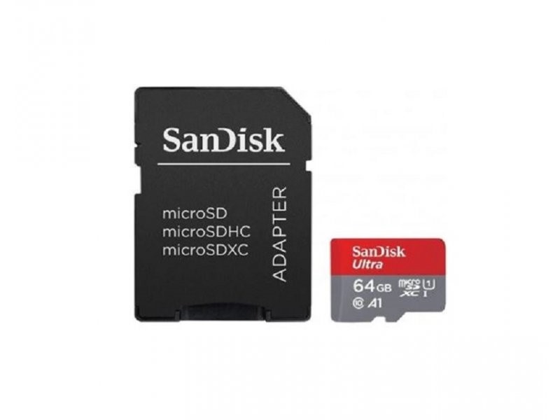 SanDisk Ultra - Tarjeta de memoria flash (adaptador microSDXC a SD Incluido) - 64 GB - A1 / UHS-I U1 / Class10 - microSDXC UHS-I