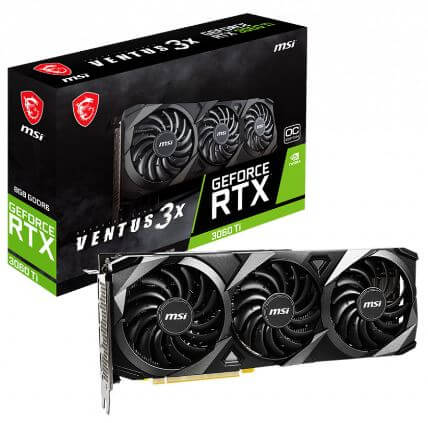 MSI RTX 3060 Ti VENTUS 3X OC - Tarjeta gráfica - GF RTX 3060 Ti - 8 GB GDDR6 - PCIe 4.0 x16 - HDMI, 3 x DisplayPort