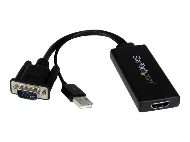 StarTech.com Adaptador Conversor VGA a HDMI con Audio USB y Alimentación - Cable Convertidor Móvil de HD15 a HDMI - 1080p - Vídeo conversor - VGA - HDMI - negro