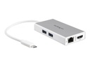 StarTech.com Adaptador USB-C Multifunción para Ordenadores Portátiles con Entrega de Potencia - 4K HDMI - Red Ethernet - USB 3.0 - Blanco - Adaptador de vídeo externo - USB-C - HDMI, RJ-45 - blanco, plata