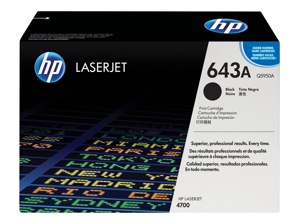 HP 643A - Negro - original - LaserJet - cartucho de tóner (Q5950A) - para Color LaserJet 4700, 4700dn, 4700dtn, 4700n, 4700ph+