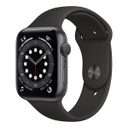 Apple Watch Series 6 (GPS) - 44 mm - aluminio gris espacial - reloj inteligente con pulsera deportiva - fluoroelastómero - negro - tamaño de la banda: S/M/L - 32 GB - Wi-Fi, Bluetooth - 36.5 g