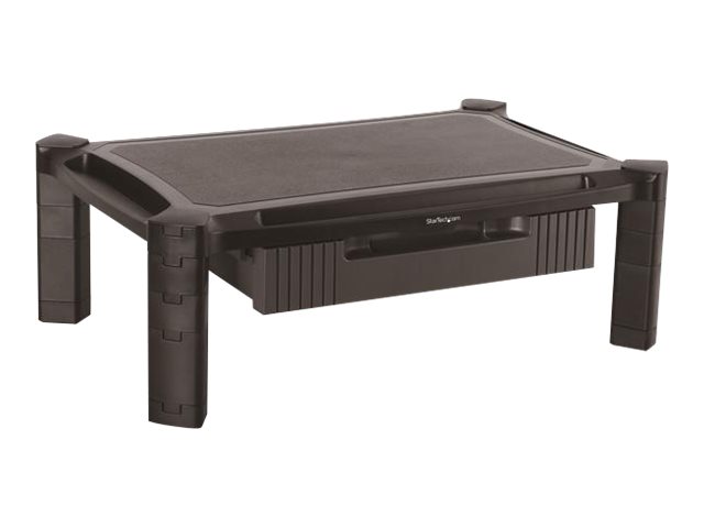 StarTech.com Base con Cajón para Monitor - de Altura Ajustable con Columnas Apilables - con Soporte para Pantallas hasta 32 Pulgadas - Base (superficie de soporte, 8 elevadores pequeños, 4 elevadores grandes) - para Monitor - plástico - negro - tamaño de pantalla: 13"-32"