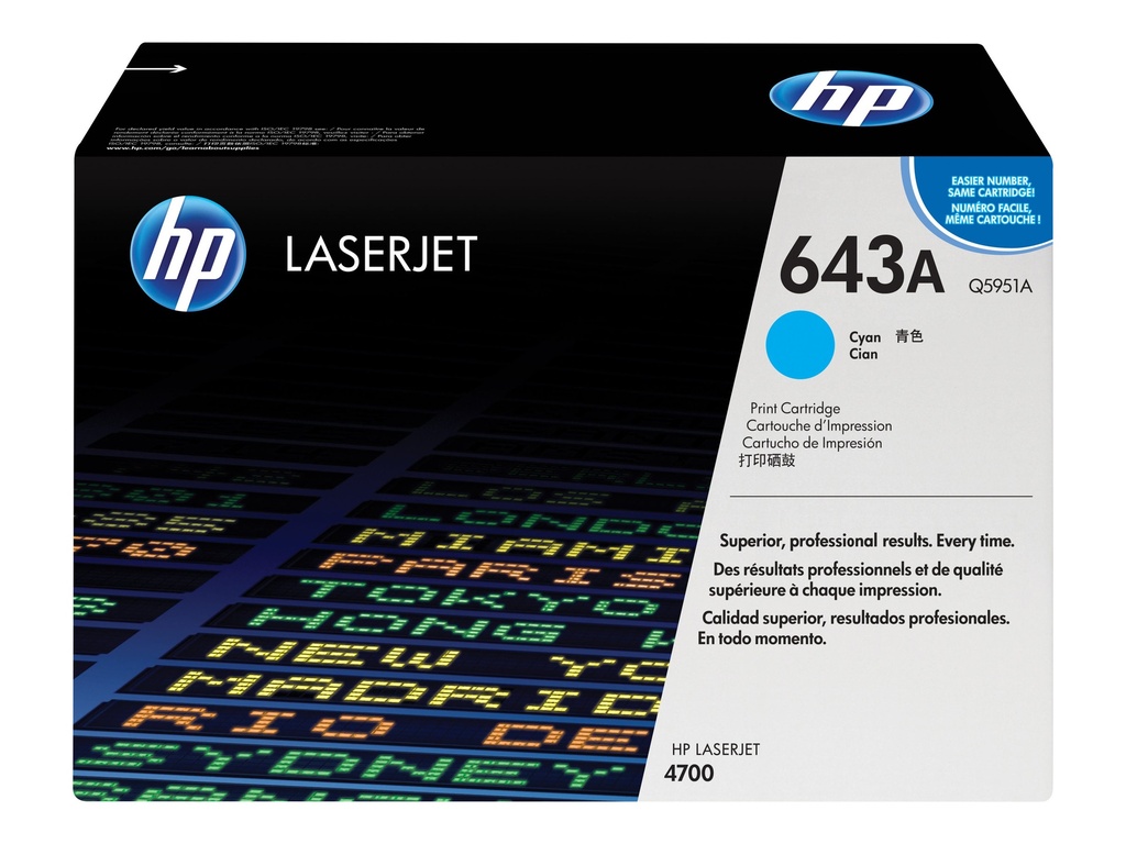 HP 643A - Cián - original - LaserJet - cartucho de tóner (Q5951A) - para Color LaserJet 4700, 4700dn, 4700dtn, 4700n, 4700ph+