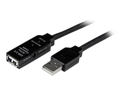StarTech.com Cable de Extensión Alargador de 15m USB 2.0 Hi Speed Alta Velocidad Activo Amplificado - Macho a Hembra USB A - Negro - Cable alargador USB - USB (H) a USB (M) - USB 2.0 - 15 m - activo - negro - para P/N: SVA5H2NEUA, UUSBOTG