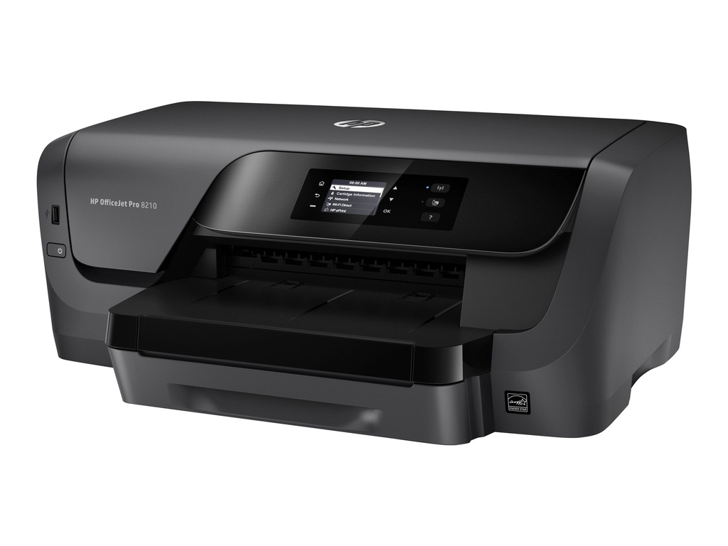 HP Officejet Pro 8210 - Impresora - color - a dos caras - chorro de tinta - A4 - 1200 x 1200 ppp - hasta 22 ppm (mono) / hasta 18 ppm (color) - capacidad: 250 hojas - USB 2.0, LAN, Wi-Fi(n) - HP Instant Ink elegible