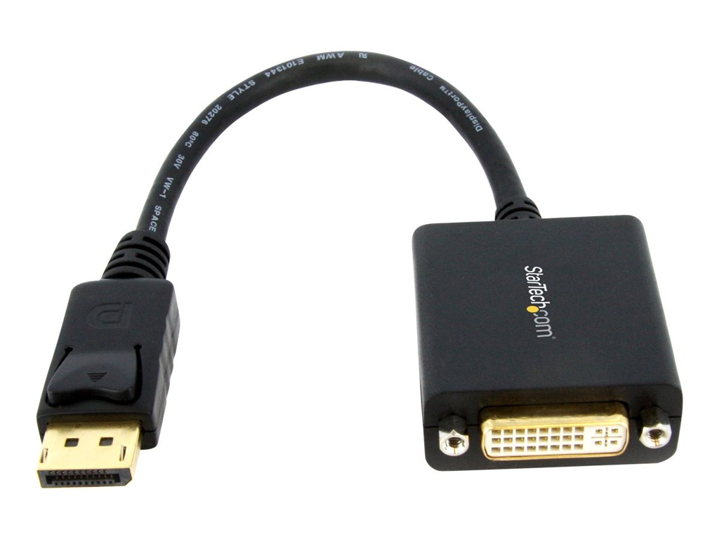 StarTech.com Adaptador de Vídeo DisplayPort a DVI - Conversor - DP Macho - DVI Hembra - Hasta 1920x1200 - Convertidor Pasivo Externo - Adaptador DisplayPort - DisplayPort (M) a DVI-I (H) - 15.2 cm - negro - para P/N: DK30C2DPEPUE, DK30C2DPPD, DK30C2DPPDUE, DK31C3HDPD, DK31C3HDPDUE, MST14DP123DP