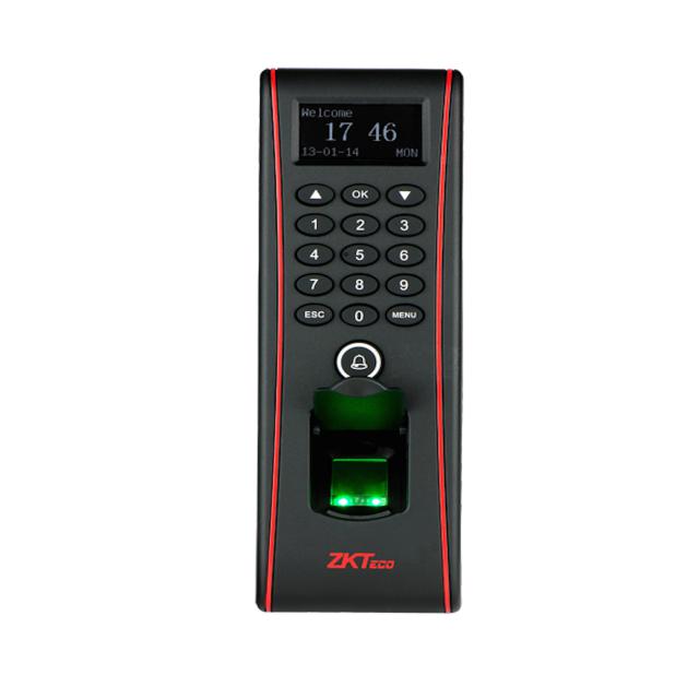 ZK Teco Security - TF1700 - Dispositivo Standalone de Huella Digital -Pantalla OLED de 1.54 " - IP65 a prueba de agua y polvo - Capacidad de huellas dactilares: 3,000 - Capacidad de la tarjeta de identificación: 10,000 - Capacidad de registro: 30,000 - Comunicación: TCP / IP, RS485, host USB - Interfaz de control de acceso para cerradura eléctrica, sensor de puerta, alarma, botón de salida y timbre de puerta - Entrada y salida Wiegand 