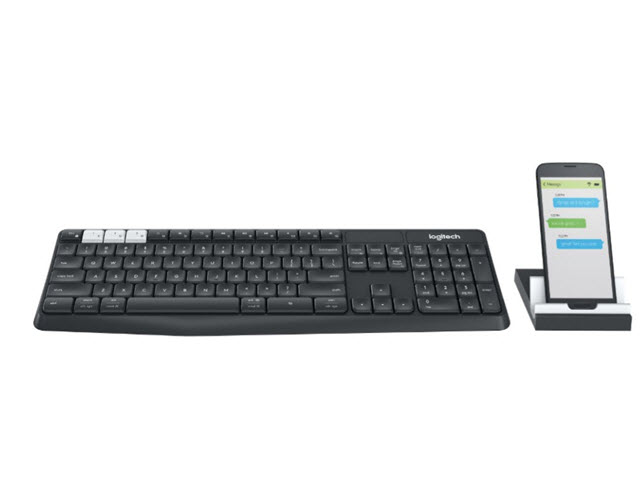 Logitech - Teclado Inalámbrico - Español - Negro - K375s Multi Dispositivo - Conexión USB - Conexión Bluetooth - Alcance inalámbrico de 10 m (33 ft)* - Soporte Universal para teléfono y tablet 
