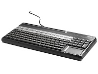 HP POS Keyboard with Magnetic Stripe Reader - Teclado - USB - QWERTY - Latinoamérica - carbonizado - para ElitePOS G1 Retail System; Engage One; MX12; RP9 G1 Retail System; TX1 POS Solution