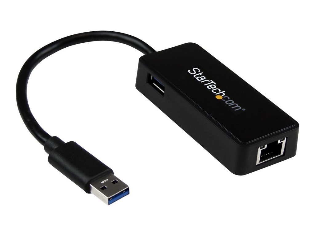 StarTech.com Adaptador Tarjeta de Red NIC Externa USB 3.0 1 Puerto Gigabit Ethernet RJ45 y 1 Puerto USB Super Speed - Cable - Negro - Adaptador de red - USB 3.0 - Gigabit Ethernet - negro - para P/N: TB33A1C