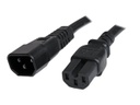 StarTech.com Cable 91cm 14 AWG Adaptador Jumper Bridge IEC C14 a IEC C15 para Servidor UPS - Cable de alimentación - IEC 60320 C14 a IEC 60320 C15 - CA 250 V - 90 cm - moldeado - negro
