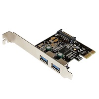 StarTech.com Adaptador Tarjeta Controladora PCI Express PCI-E 2 Puertos USB 3.0 Externos con Alimentación SATA - 2x USB A - Hub Interno - Adaptador USB - PCIe - USB 3.0 x 2 - para P/N: S3510SMU33, USB3S2ESATA3