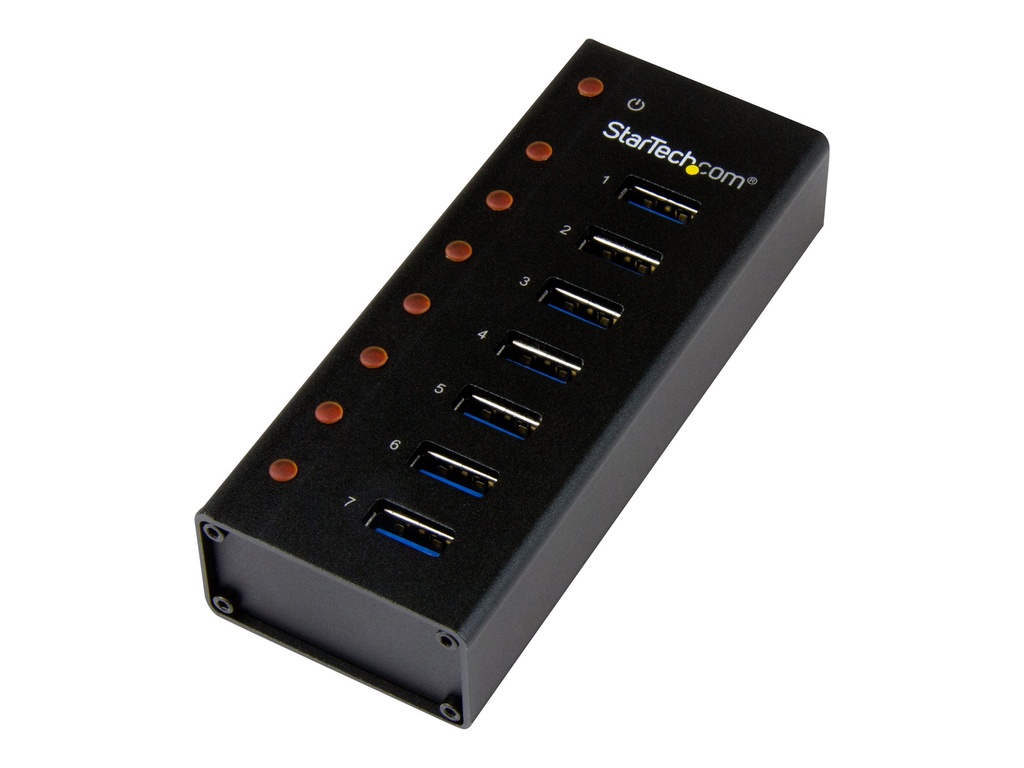 StarTech.com Concentrador USB 3.0 de 7 Puertos con Caja de Metal - Hub de Sobremesa o Montaje en Pared - Hub - 7 x SuperSpeed USB 3.0 - sobremesa, montaje en pared - para P/N: BNDTBUSB3142, PEXUS313AC2V, PEXUSB311A1E, PEXUSB312A2, PEXUSB314A2V, PEXUSB314A2V2