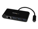 StarTech.com Adaptador Multipuertos USB-C de Red Ethernet con Hub de 3 Puertos USB 3.0 y Entrega de Potencia - Adaptador de red - USB-C - Gigabit Ethernet - negro