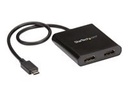 StarTech.com Divisor Splitter MST USB-C a HDMI de 2 Puertos - Hub Multiplicador MST USB Tipo C compatible con Thunderbolt 3 - Adaptador de vídeo externo - USB-C - HDMI - negro - para P/N: TB33A1C