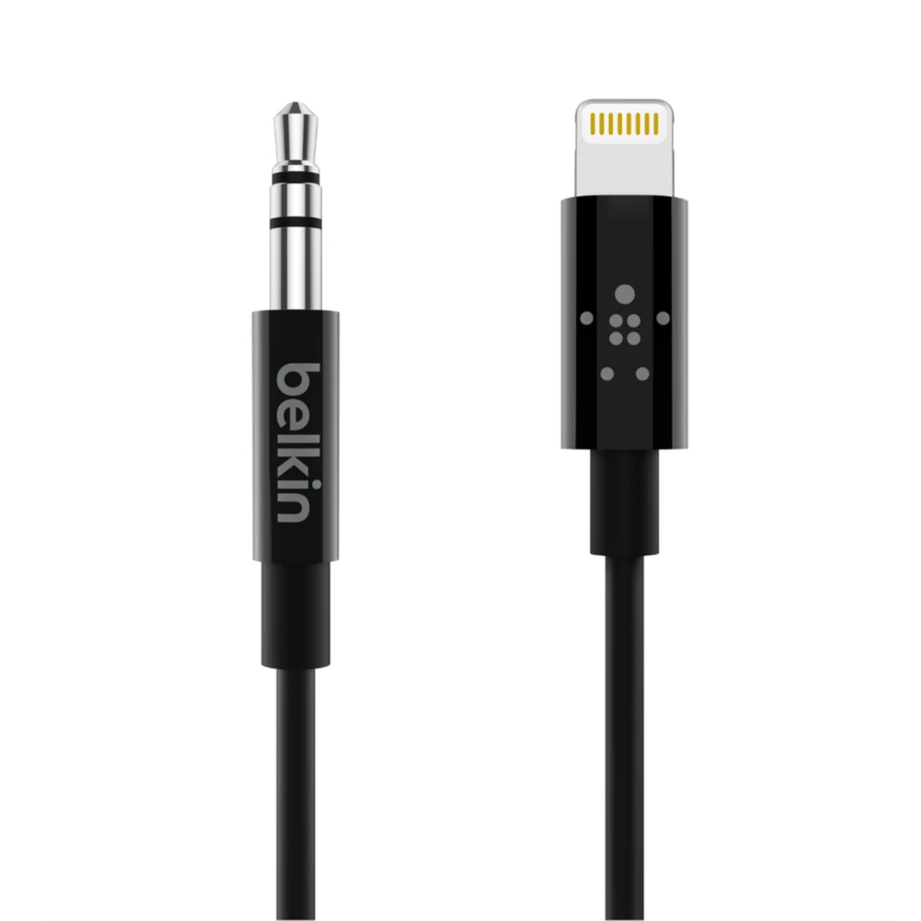 Belkin - Cable de Lightning a conector de auriculares - Lightning (M) a miniconector estéreo (M) - 91.4 cm - negro - para Apple iPad/iPhone/iPod (Lightning)