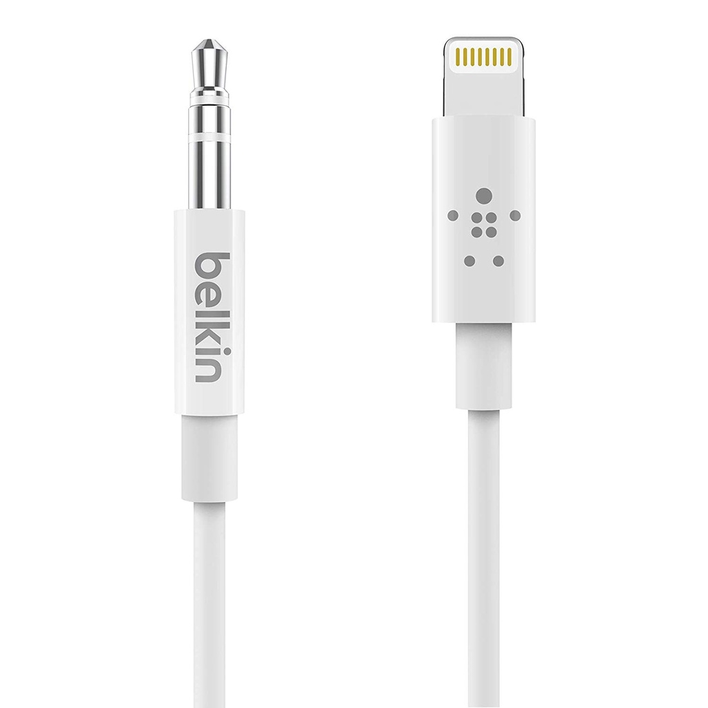 Belkin - Cable - Lightning/ Audio Aux  - Conecta iPhone  directo a salida 3.5mm - Blanco