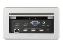 StarTech.com Caja de Conectividad de Audio y Vídeo para Mesas de Conferencia - con Entradas HDMI / VGA / DisplayPort - con Salida HDMI - 4K - Placa de montaje - HD-15, RJ-45, mini-conexión telefónica estéreo 3,5 mm, HDMI, USB Type A, DisplayPort - plata