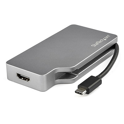 StarTech.com Adaptador USB-C Multipuertos de Vídeo - de Aluminio - USB Tipo C a VGA / 4K HDMI/Mini DisplayPort/DVI - Gris Espacial - Adaptador de vídeo externo - USB-C - DVI, HDMI, Mini DisplayPort, VGA - gris espacio