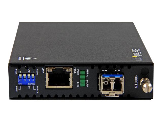 StarTech.com Conversor de Medios de Ethernet Gigabit de Cobre a Fibra - Monomodo LC - 10km - Conversor de soportes de fibra - GigE - 100Base-LX, 1000Base-T - RJ-45 / modo simple LC - hasta 10 km - 1310 nm - para P/N: SVA12M2NEUA, SVA12M5NA