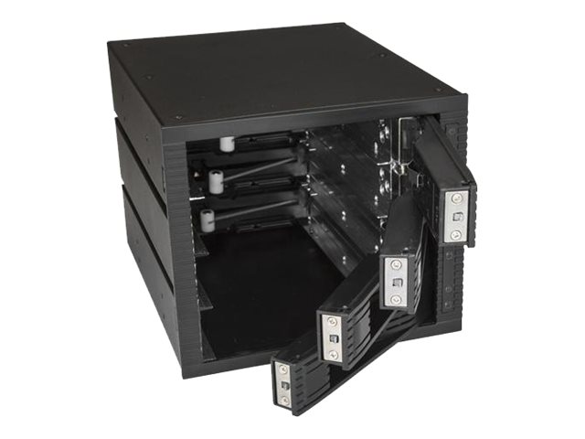 StarTech.com Backplane de 4 Bahías de Disco de 3,5 Pulgadas SATA para 3 Bahías de 5,25 Pulgadas con Intercambio en Caliente sin Bandeja - Bastidor transportable de almacenamiento con ventilador refrigerante