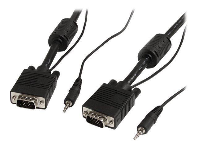 StarTech.com Cable de 10m Coaxial VGA de Alta Resolución para Monitor de Vídeo HD15 Macho a Macho con Audio - Cable VGA - HD-15 (VGA), miniconector estéreo (M) a HD-15 (VGA), miniconector estéreo (M) - 10 m - tornillos de mariposa - negro