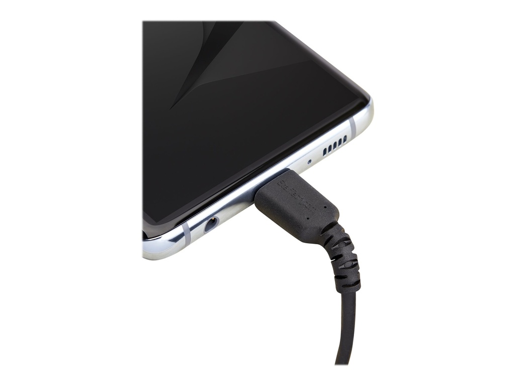 StarTech.com Cable de 1m USB 2.0 a USB-C - Cable USB 2.0 de Carga y Transferencia de Datos - con Fibra de Aramida - Negro (RUSB2AC1MB) - Cable USB - USB (M) recto a USB-C (M) recto - Thunderbolt 3 / USB 2.0 - 1 m - negro - para P/N: HB30AM4AB, HB31C3A1CME