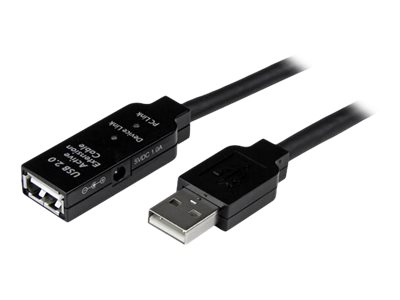 StarTech.com Cable de Extensión Alargador de 10m USB 2.0 Hi Speed Alta Velocidad Activo Amplificado - Macho a Hembra USB A - Negro - Cable alargador USB - USB (H) a USB (M) - USB 2.0 - 10 m - activo - negro - para P/N: LTUB1MBK, SVA5H2NEUA, UUSBOTG