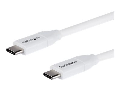 StarTech.com Cable 4m USB-C a USB-C con capacidad para Entrega de Alimentación de 5A - USB Tipo C - Cable de Carga USBC - USB 2.0 - Blanco - Cable USB - USB-C (M) a USB-C (M) - USB 2.0 - 5 A - 4 m - blanco