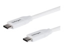 StarTech.com Cable 4m USB-C a USB-C con capacidad para Entrega de Alimentación de 5A - USB Tipo C - Cable de Carga USBC - USB 2.0 - Blanco - Cable USB - USB-C (M) a USB-C (M) - USB 2.0 - 5 A - 4 m - blanco