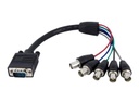 StarTech.com Cable de 30 cm Coaxial para Monitor HD15 VGA a 5 BNC RGBHV - Macho a Hembra - Cable VGA - BNC (H) a HD-15 (VGA) (M) - 30 cm - negro