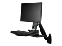 StarTech.com Estación de Trabajo de Pie y Sentado para Montaje en Pared - Para Un Monitor de hasta 24 Pulgadas - Escritorio Ergonómico - Kit de montaje (placa de pared, columna, bandeja de teclado, brazo de monitor) - para Monitor - plástico, aluminio, acero - negro - tamaño de pantalla: 24"