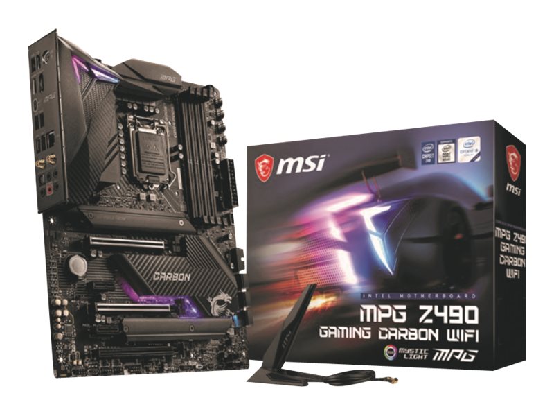 MSI MPG Z490 GAMING CARBON WIFI - Placa base - ATX - Socket LGA1200 - Z490 - USB-C Gen2, USB 3.2 Gen 1, USB 3.2 Gen 2, USB-C Gen 2x2 - 2.5 Gigabit LAN, Wi-Fi, Bluetooth - Tarjeta gráfica (CPU necesaria) - HD Audio (8-canales)