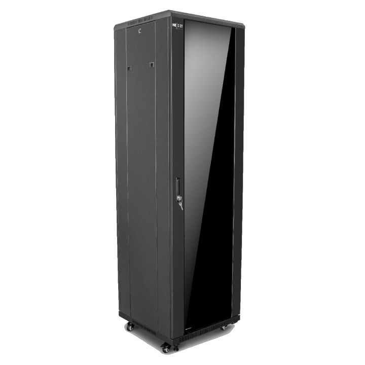 Nexxt Solutions Infrastructure - Floor cabinet - SPCC steel / Tempered glass - RAL 9005 / Black - 600x1000 47U SKD 4FN