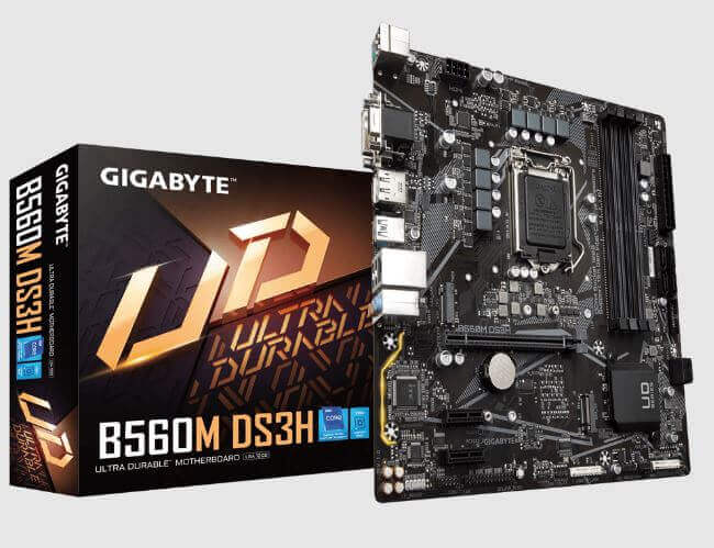 Gigabyte B560M DS3H - 1.0 - placa base - micro ATX - Socket LGA1200 - B560 - USB-C Gen1, USB 3.2 Gen 1 - Gigabit LAN - Tarjeta gráfica (CPU necesaria) - HD Audio (8-canales)