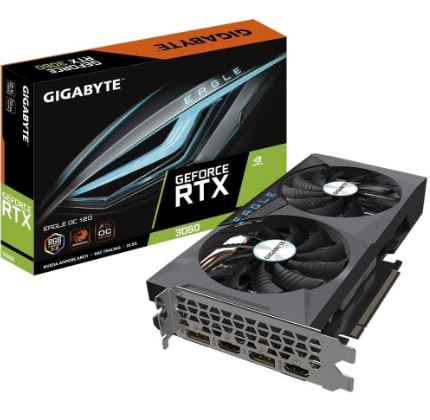 Gigabyte - GV-N3060EAGLE OC-12GD - PCI Express 4.0 x16 - NVIDIA - NVIDIA GeForce RTX 3060 - 12 GB - GDDR6 SDRAM - DisplayPort / HDMI